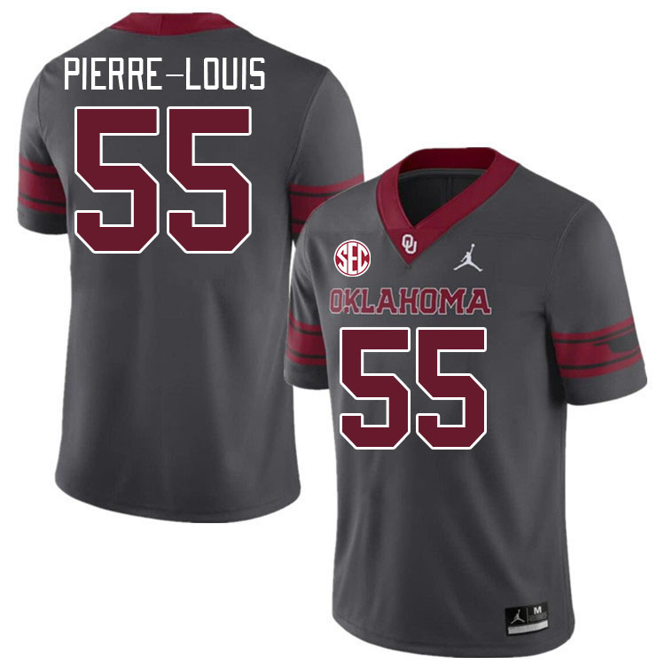 Men #55 Eddy Pierre-Louis Oklahoma Sooners 2024 SEC Conference College Football Jerseys-Charcoal